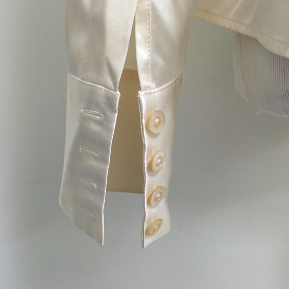 Brooks Brothers cream silk button up long sleeve collared shirt top classic 6 - Picture 4 of 5